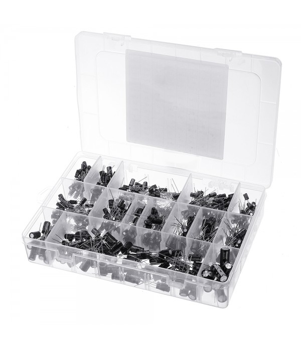 550pcs 24 Values 16V/25V/35/50V (0.1uF To 2200uF) Mix Electrolytic Capacitor Assorted Kit