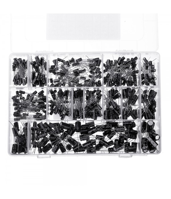 550pcs 24 Values 16V/25V/35/50V (0.1uF To 2200uF) Mix Electrolytic Capacitor Assorted Kit