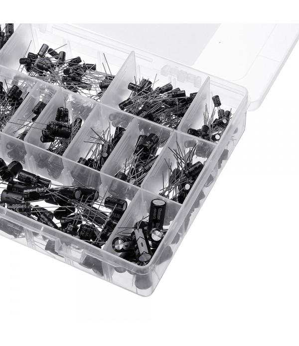 550pcs 24 Values 16V/25V/35/50V (0.1uF To 2200uF) Mix Electrolytic Capacitor Assorted Kit