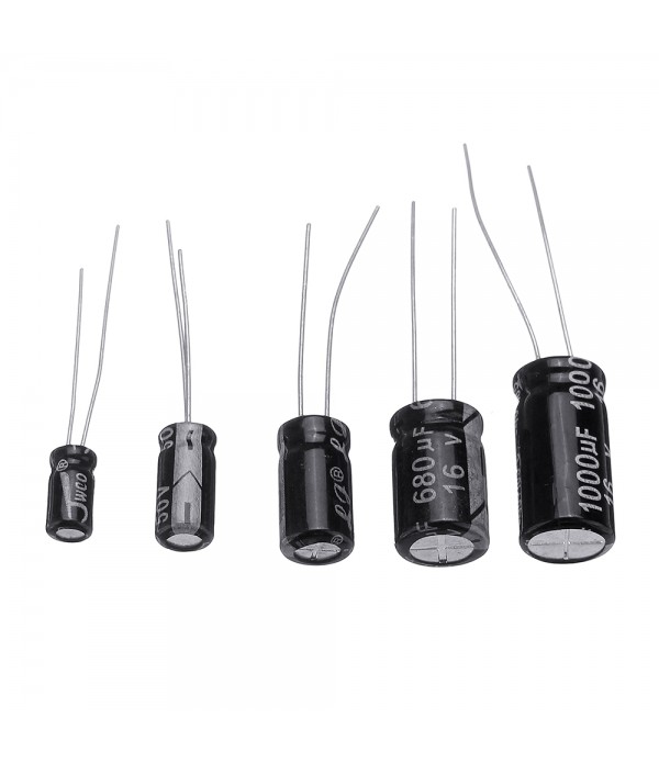 550pcs 24 Values 16V/25V/35/50V (0.1uF To 2200uF) Mix Electrolytic Capacitor Assorted Kit