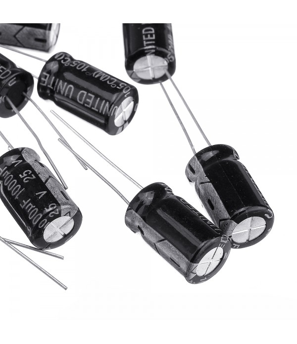 20Pcs High Frequency Low Impedance 25V 1000uF 10*13MM Aluminum Electrolytic Capacitor