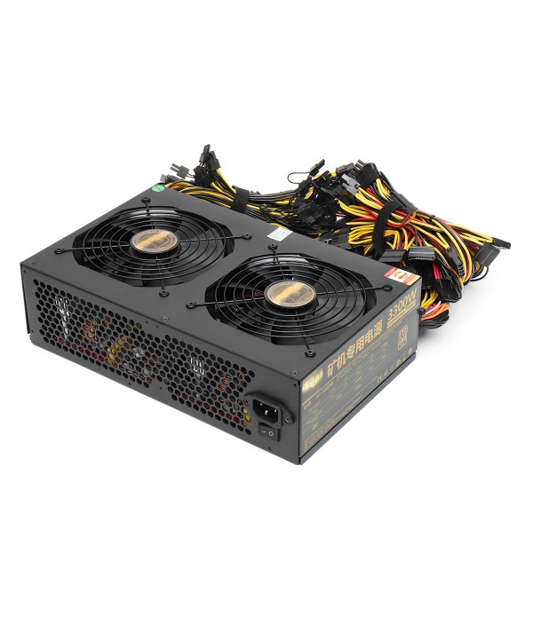 220V 3300W Miner Chassis Power Supply Coin Miner Mining Rig Machine for 12 GPU 6+2p*12