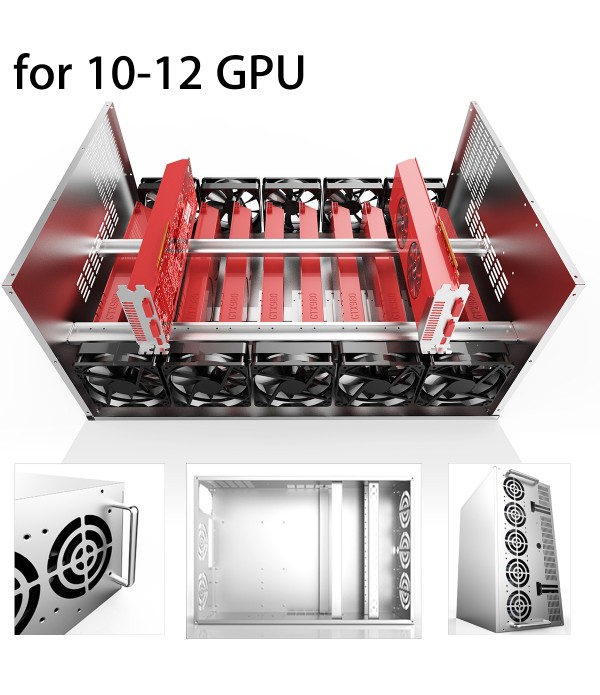 SECC Mining Rig Frame Mining Miner Case Supports for 10-12 GPU Graphics Card 73x51x39cm