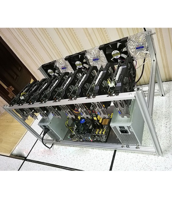 8 GPU Mining Frame Case Miner Case Aluminum Stackable Mining Rig Case Wtih 6 Fans