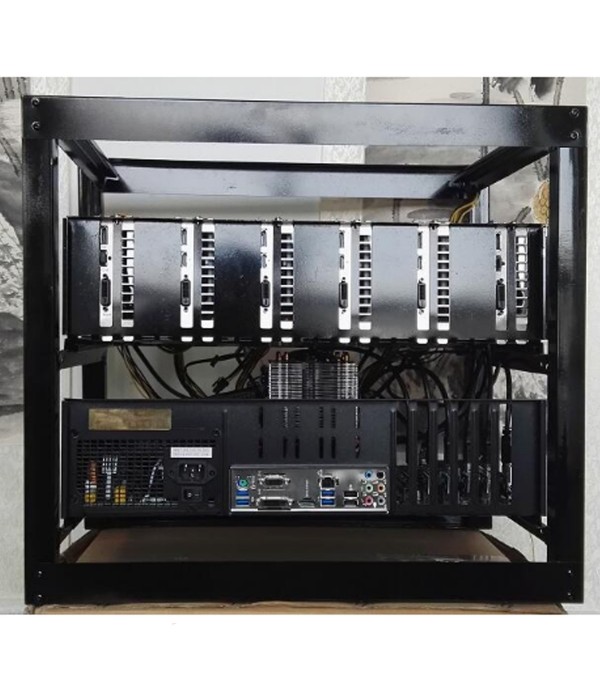 DIY Miner Mining Case Open Air Frame Mining Miner Rig Case W/ 3x Fans For 6 GPU ETH BTC Ethereum