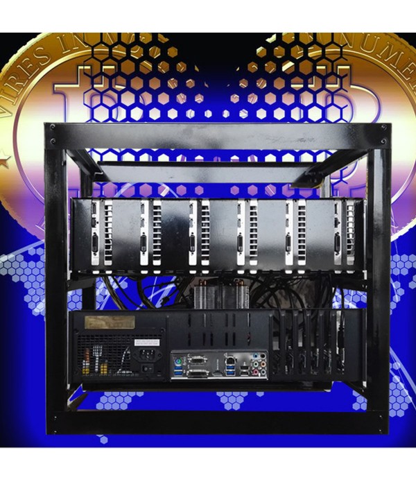 DIY Miner Mining Case Open Air Frame Mining Miner Rig Case W/ 3x Fans For 6 GPU ETH BTC Ethereum