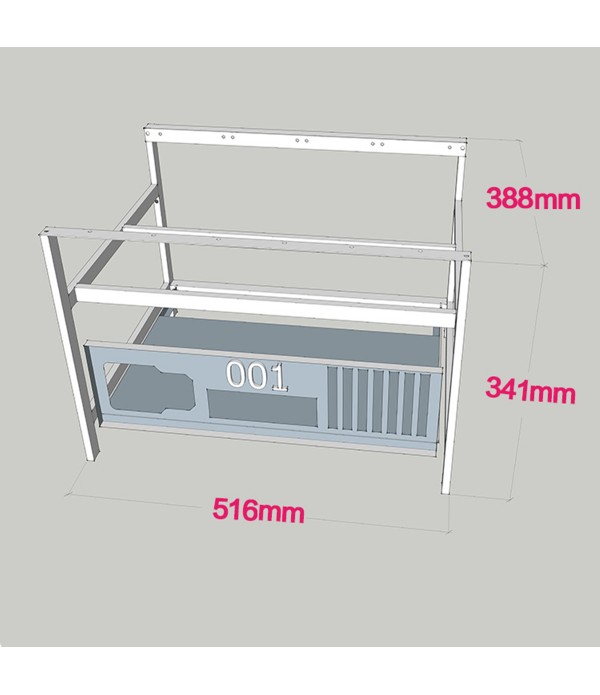 Big Coin Open Air Mining Miner Steal Frame Rig Case up to 6 GPU ETH BTC Ethereum