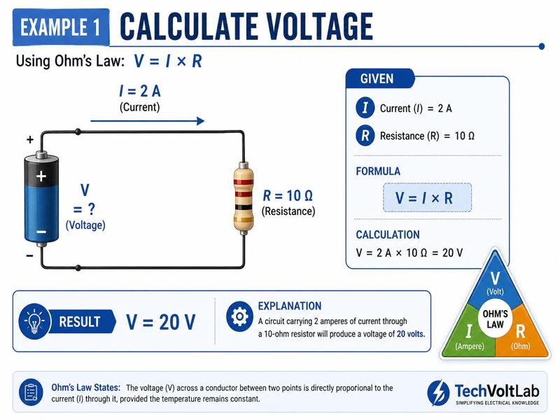 Ohm's Law voltage calculation example
