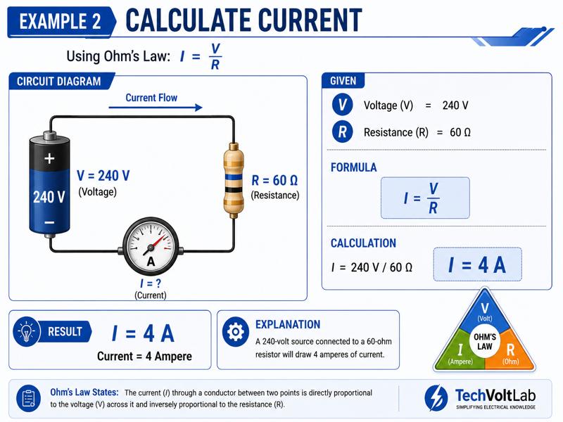 Ohm's Law current calculation example