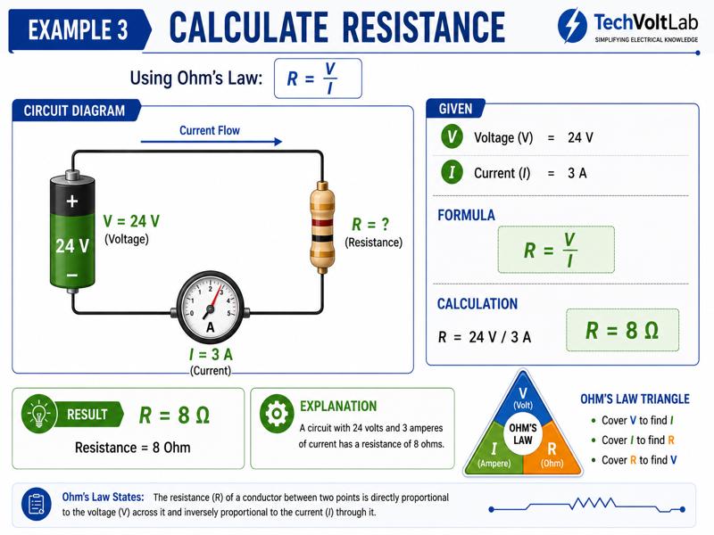 Ohm's Law resistance calculation example