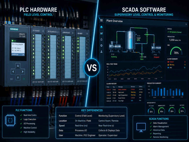 PLC and SCADA software used in industrial automation systems