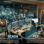 SCADA vs PLC featured image illustrating the differences between supervisory monitoring systems and programmable logic controllers