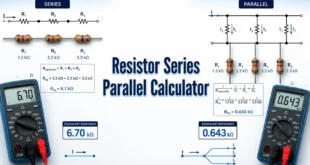 Resistor Series Parallel Calculator with series and parallel resistor circuits and a digital multimeter